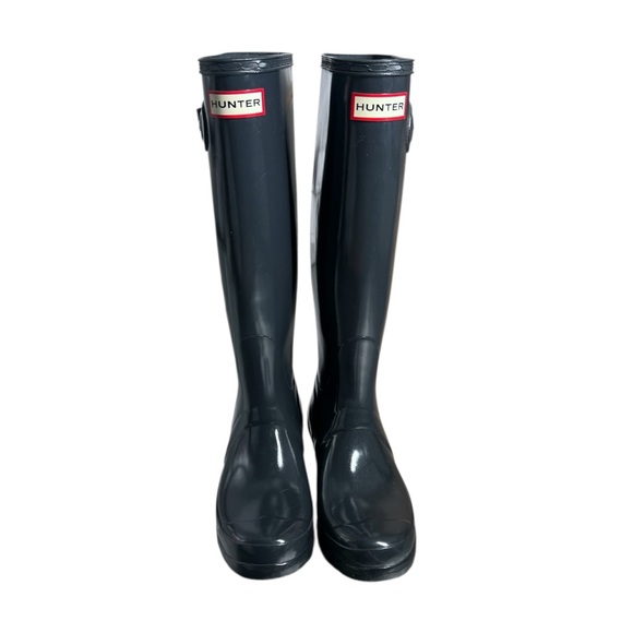 🌧️ Hunter Original Tall Rain Boots – Gloss Black / Charcoal Gray - Picture 2 of 8